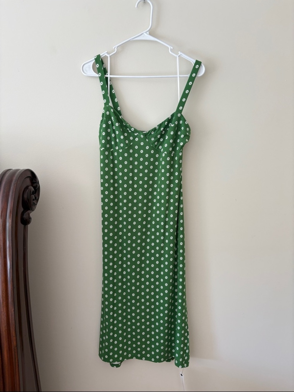 Reformation Green Daisy Slip Midi Dress